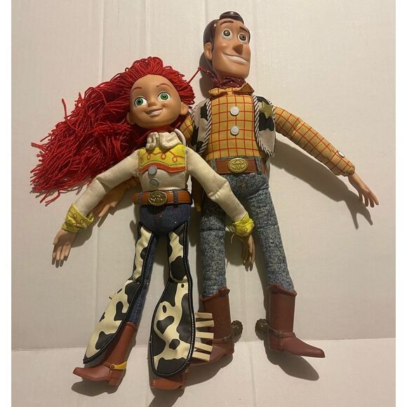 Toy Story 14” Jesse Cowgirl & 16” Woody Pull String Dolls No Work Parts and Repa - Picture 1 of 11